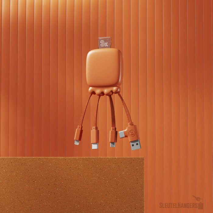 3192 | Xoopar Octopus Gamma 2 Bio Charging cable with 3.000mAh Powerbank oranje
