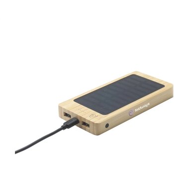 Bamboe solar powerbank (8.000 mAh) Bruin