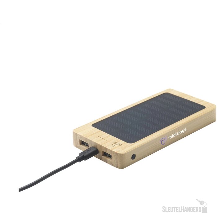 Bamboe solar powerbank (8.000 mAh) Bruin