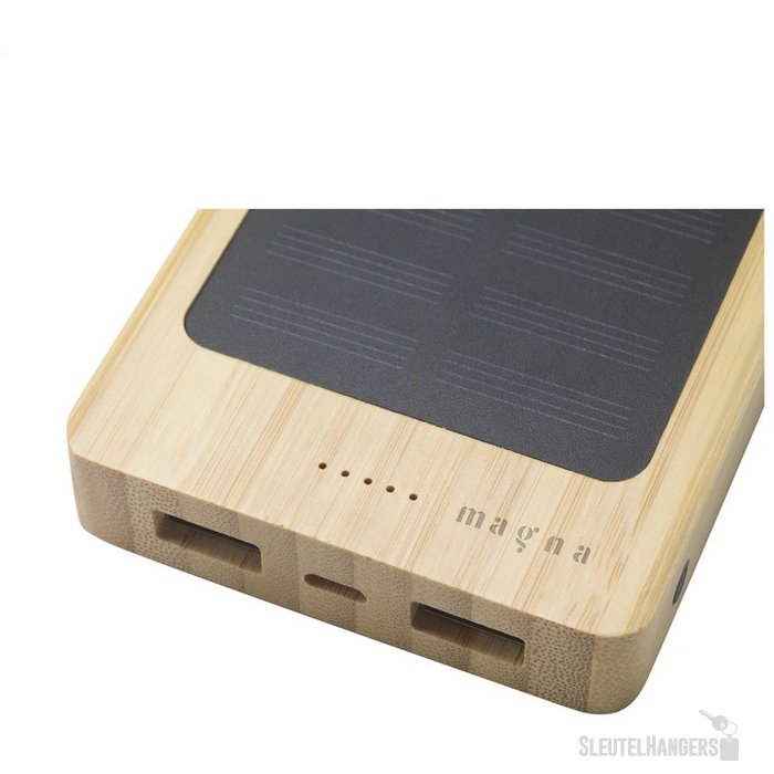 Bamboe solar powerbank (8.000 mAh) Bruin