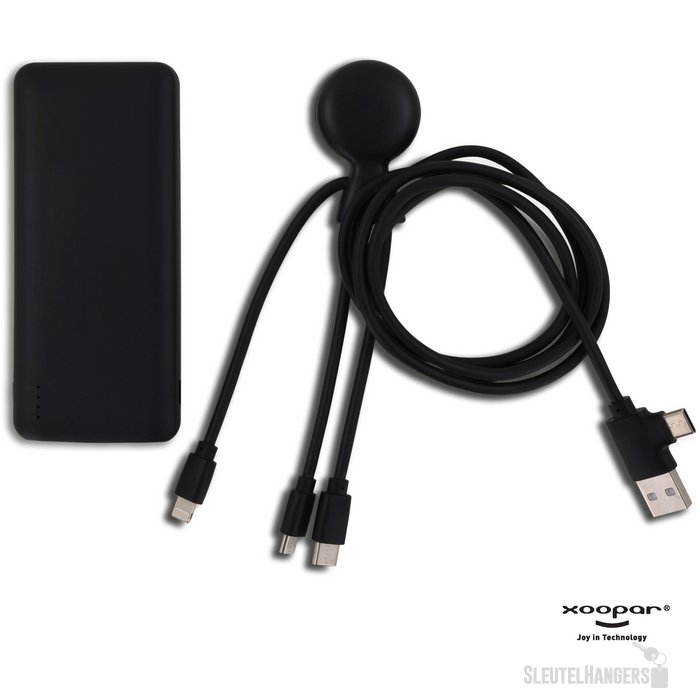 3199 | Xoopar Mr. Bio Powerbank and cable pack 7.000mAh zwart