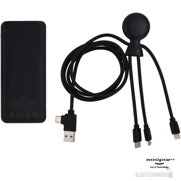 3199 | Xoopar Mr. Bio Powerbank and cable pack 7.000mAh zwart