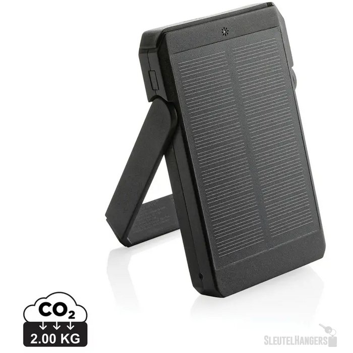 Solar powerbank met standaard (5.000 mAh) Zwart