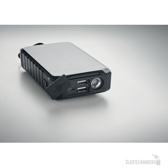 Powerbank met solar en dynamo (8.000 mAh) Zwart