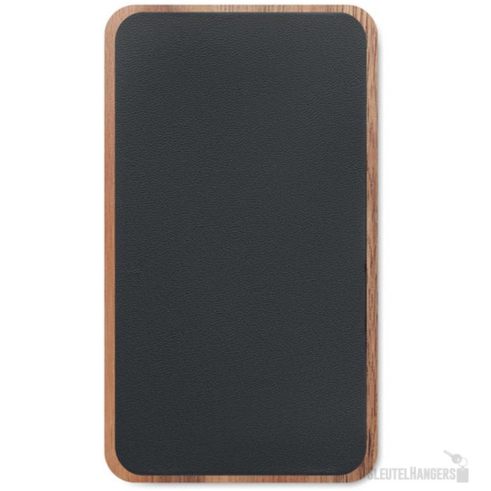 Acaciahout powerbank met leer (4.000 mAh Zwart