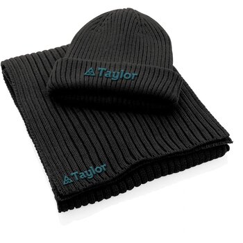 Impact AWARE™ Polylana® dubbel gebreide sjaal 180x25cm zwart Impact AWARE™ Polylana® dubbel gebreide sjaal 180x25cm zwart