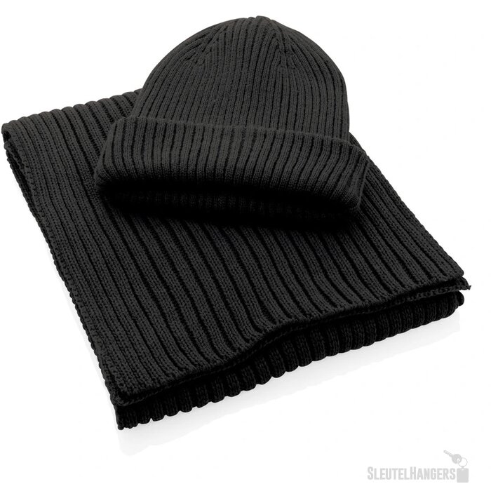 Impact AWARE™ Polylana® dubbel gebreide sjaal 180x25cm zwart