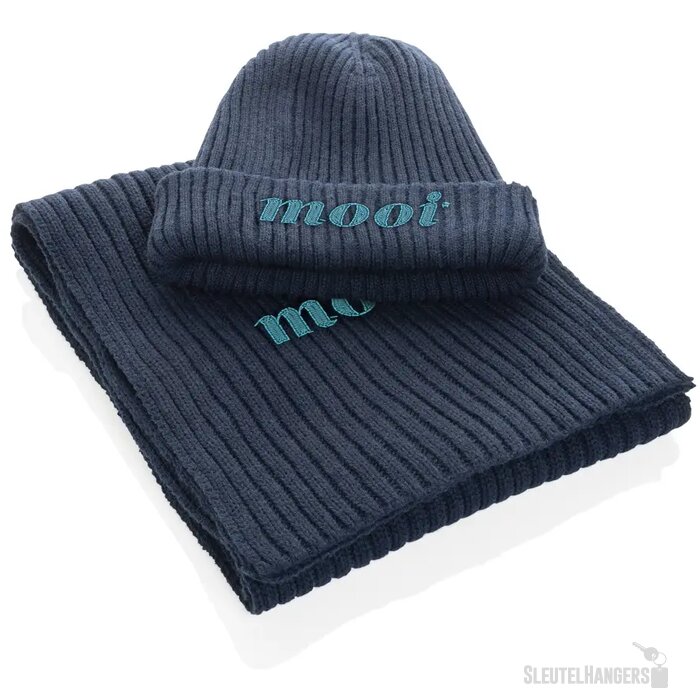 Impact AWARE™ Polylana® dubbel gebreide sjaal 180x25cm donkerblauw