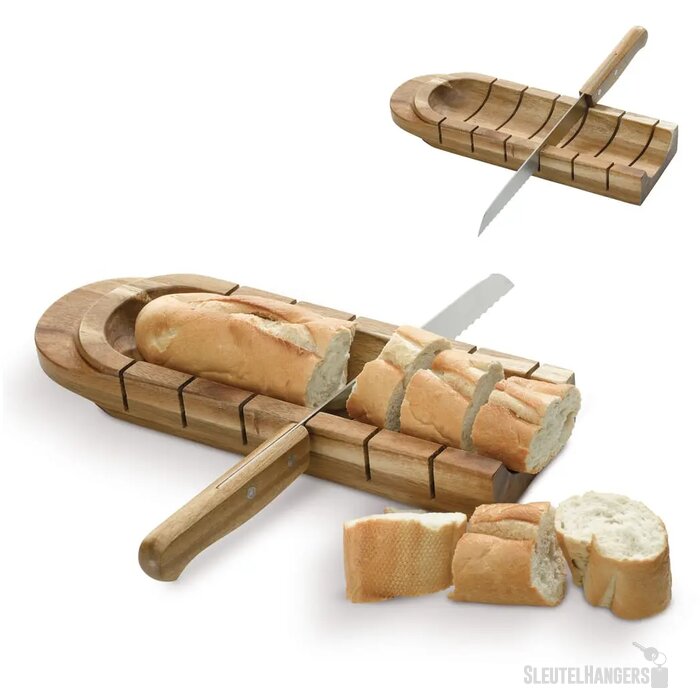 Stokbroodhouder met mes hout