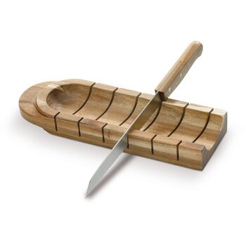 Stokbroodhouder met mes hout