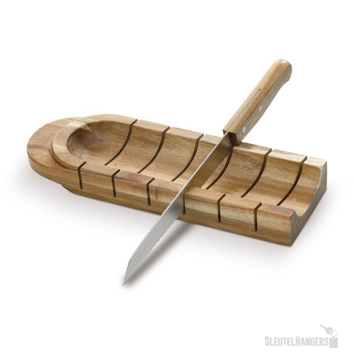 Stokbroodhouder met mes hout
