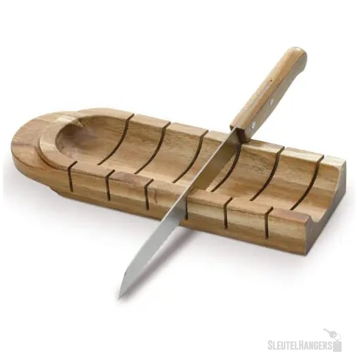 Stokbroodhouder met mes hout