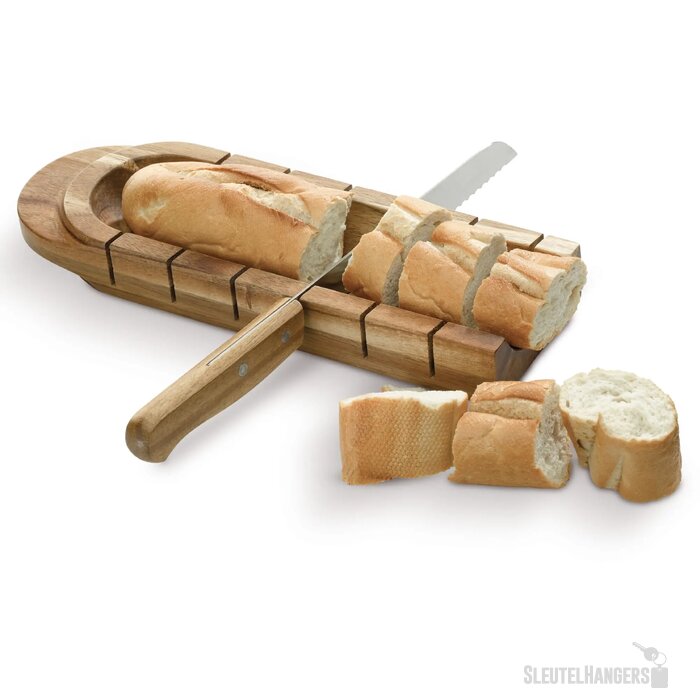 Stokbroodhouder met mes hout