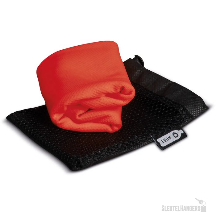 RPET koelhanddoek in zakje Rood