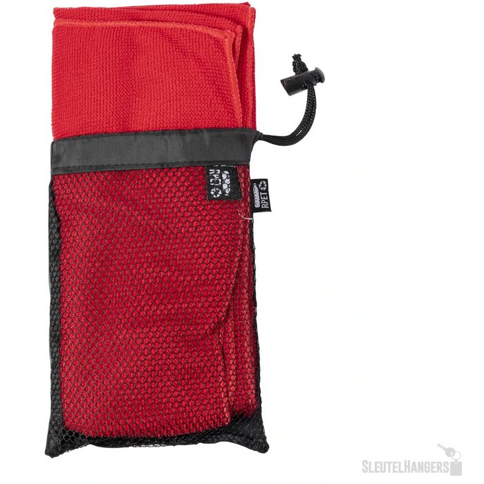 RPET sporthanddoek in draagtasje Rood