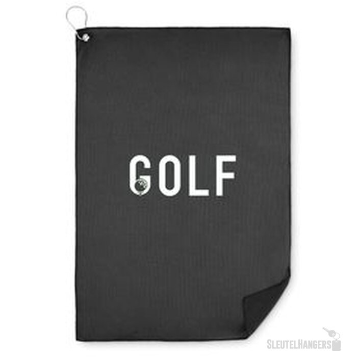Rpet golfhanddoek met hanger Towgo zwart