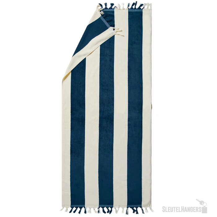 VINGA Valmer strand handdoek donkerblauw, wit