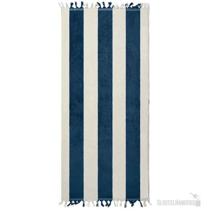 VINGA Valmer strand handdoek donkerblauw, wit