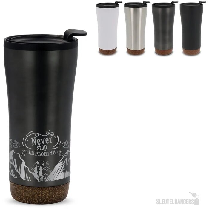RVS thermosbeker met kurk detail (480 ml)