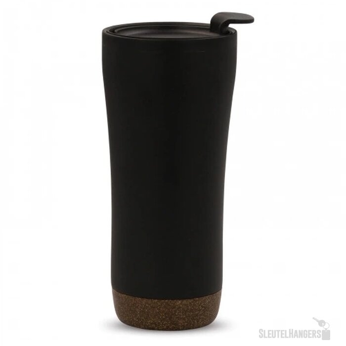 RVS thermosbeker met kurk detail (480 ml) Zwart