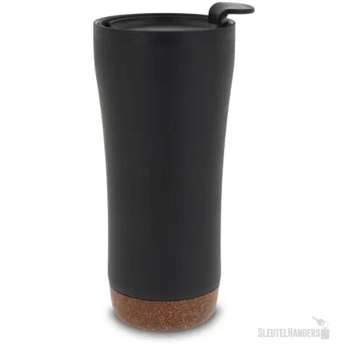RVS thermosbeker met kurk detail (480 ml) Zwart