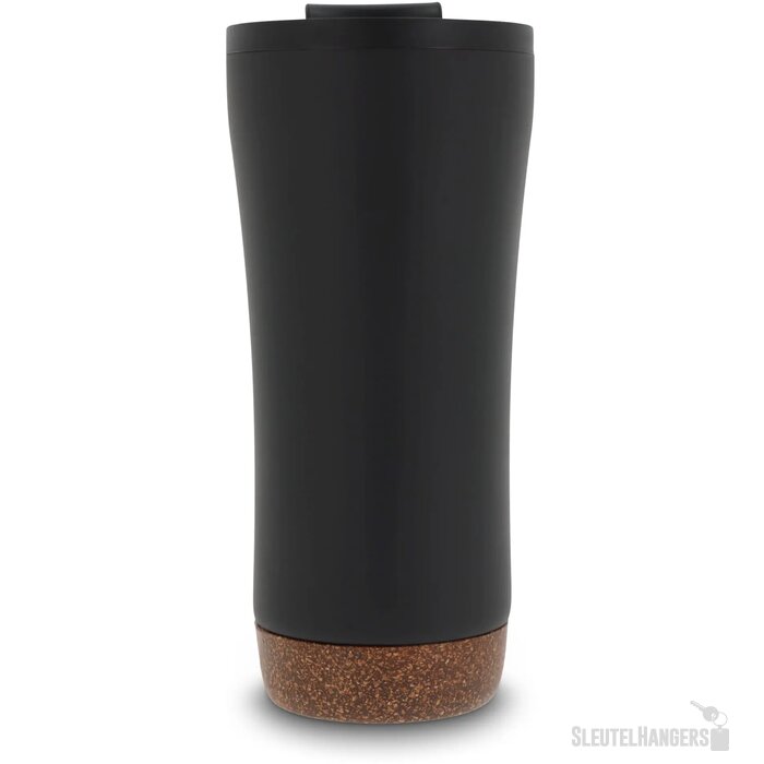 RVS thermosbeker met kurk detail (480 ml) Zwart