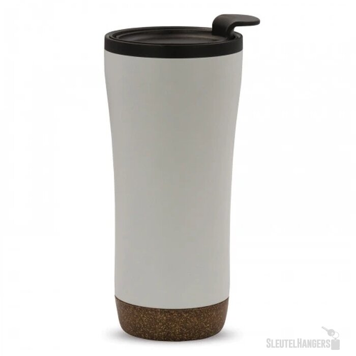 RVS thermosbeker met kurk detail (480 ml) Wit