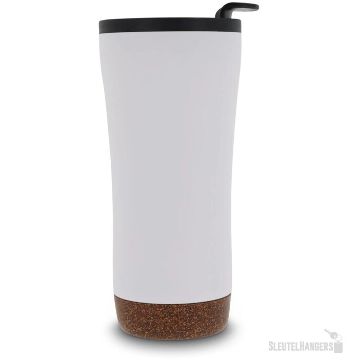 RVS thermosbeker met kurk detail (480 ml) Wit
