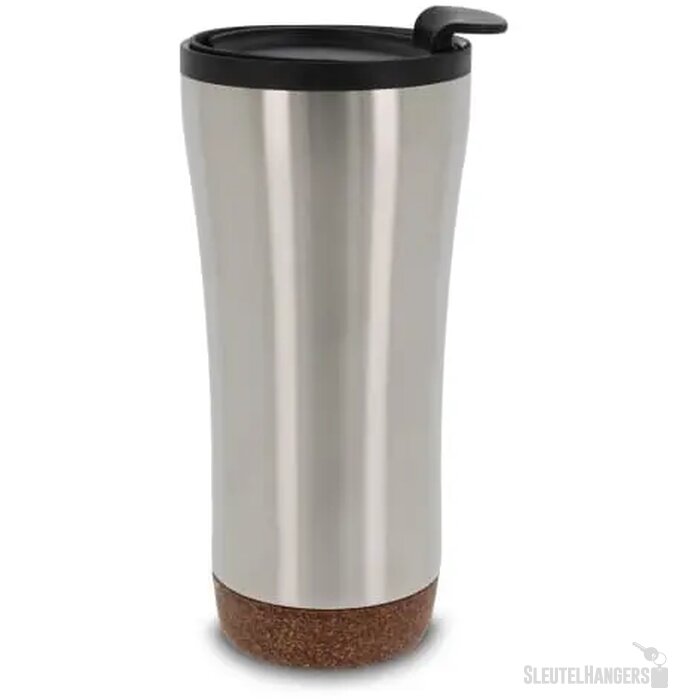 RVS thermosbeker met kurk detail (480 ml) Zilver