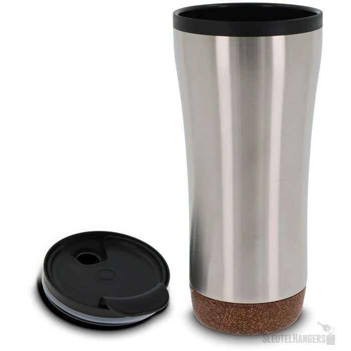 RVS thermosbeker met kurk detail (480 ml) Zilver