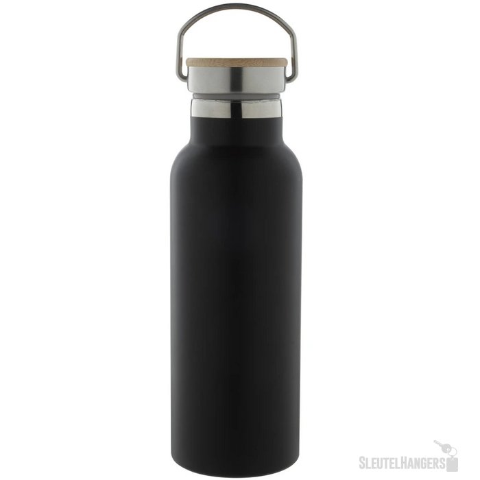 Thermosfles met bamboe deksel (500 ml) Zwart