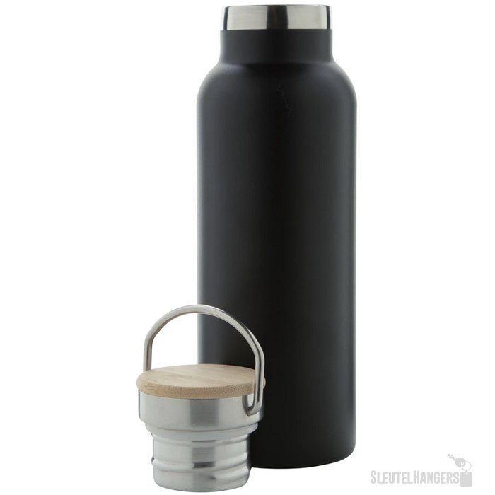 Thermosfles met bamboe deksel (500 ml) Zwart