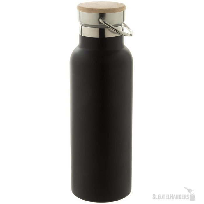 Thermosfles met bamboe deksel (500 ml) Zwart