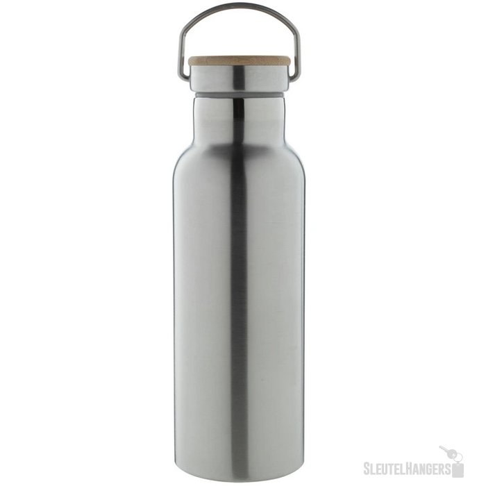Thermosfles met bamboe deksel (500 ml) Zilver