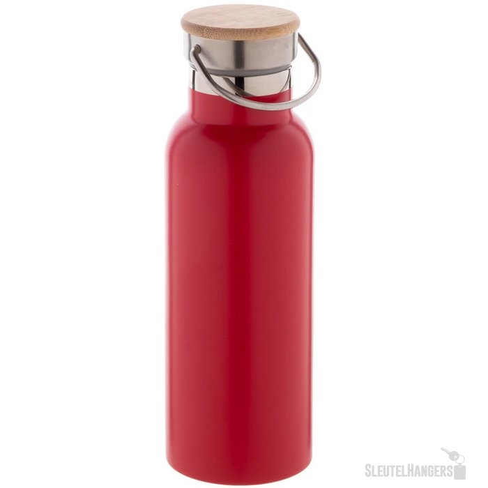 Thermosfles met bamboe deksel (500 ml) Rood