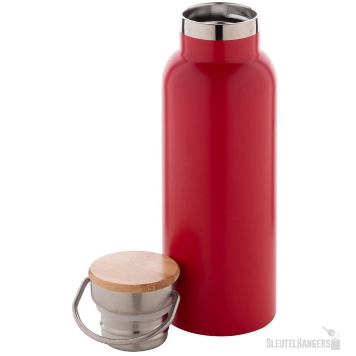 Thermosfles met bamboe deksel (500 ml) Rood