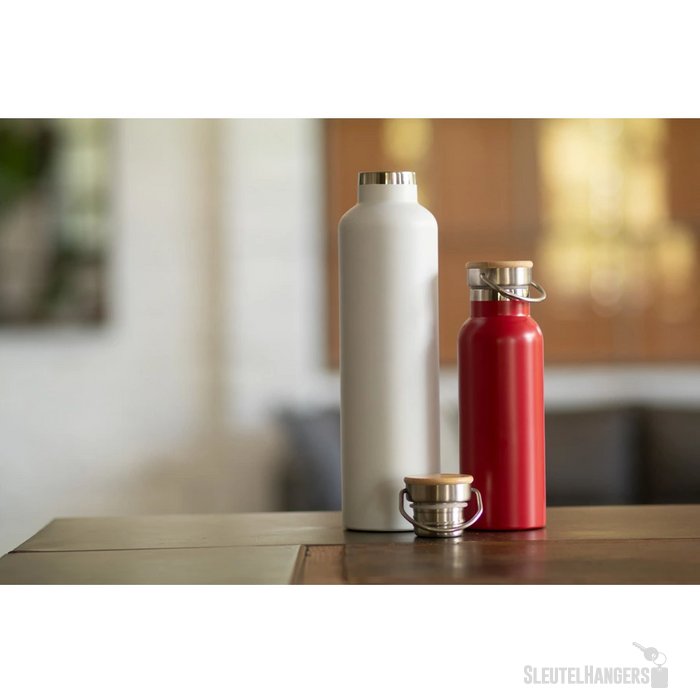 Thermosfles met bamboe deksel (500 ml) Rood