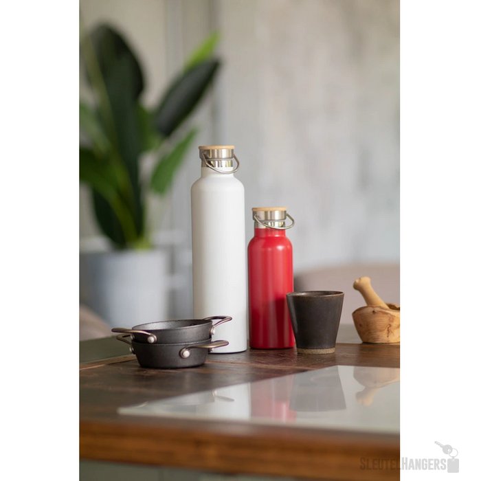 Thermosfles met bamboe deksel (500 ml) Rood