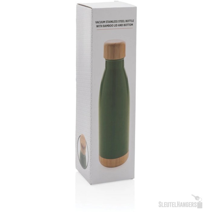 Thermosfles met bamboe deksel en bodem (520 ml) Groen