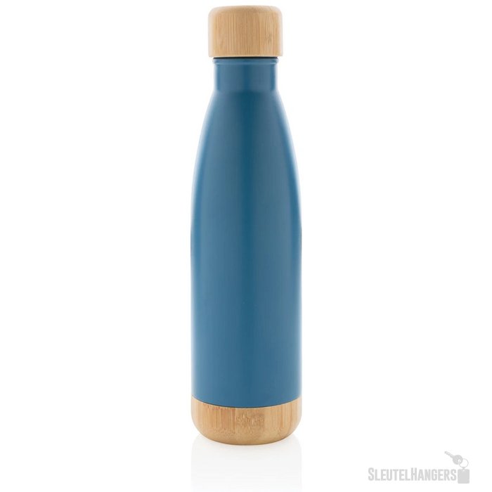 Thermosfles met bamboe deksel en bodem (520 ml) Blauw