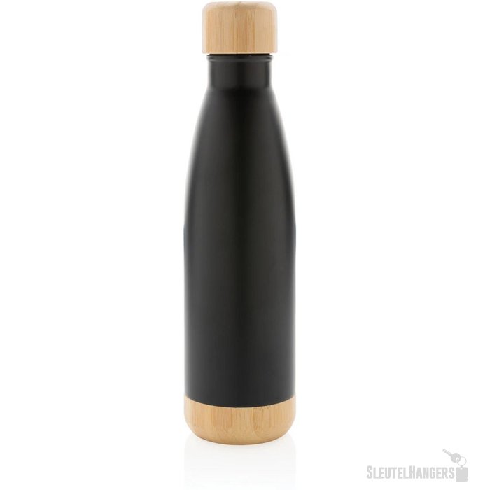 Thermosfles met bamboe deksel en bodem (520 ml) Zwart