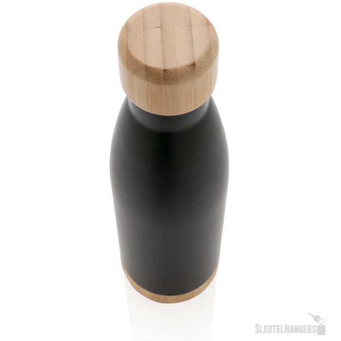 Thermosfles met bamboe deksel en bodem (520 ml) Zwart
