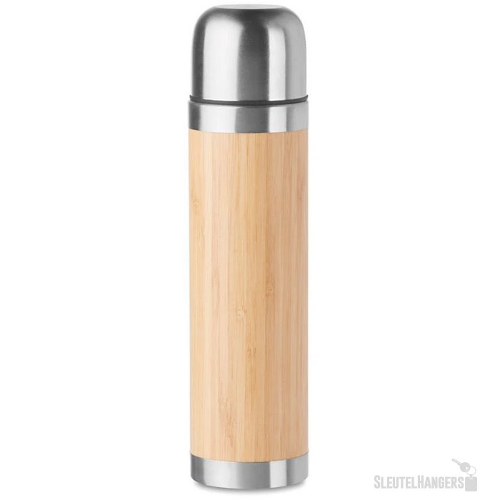 RVS thermosfles met bamboe (400 ml) Bruin