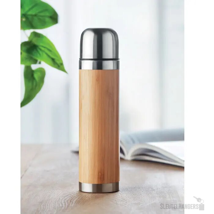 RVS thermosfles met bamboe (400 ml) Bruin 400 ml