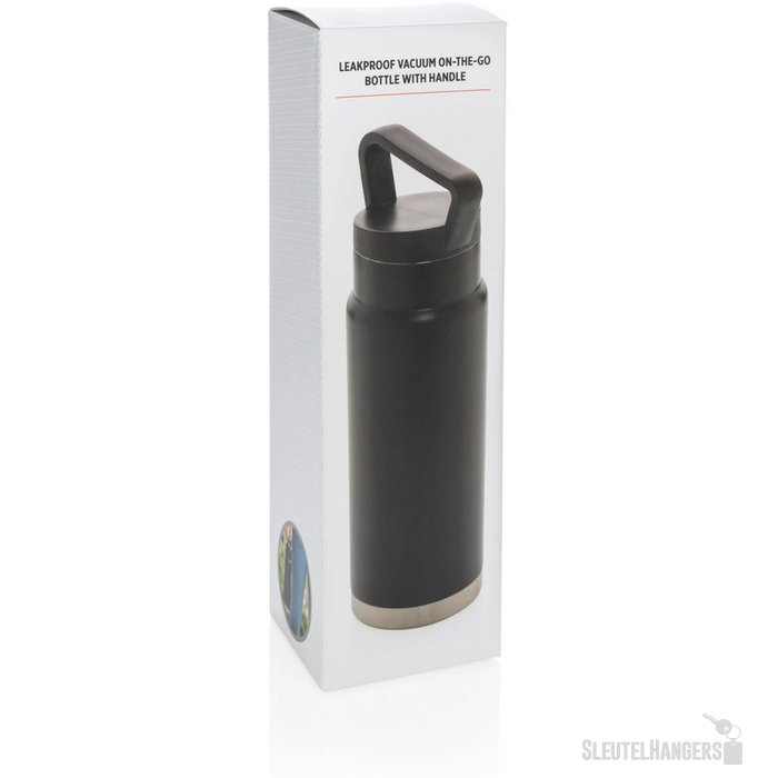 On-the-go thermosfles met handvat (650 ml) Zwart