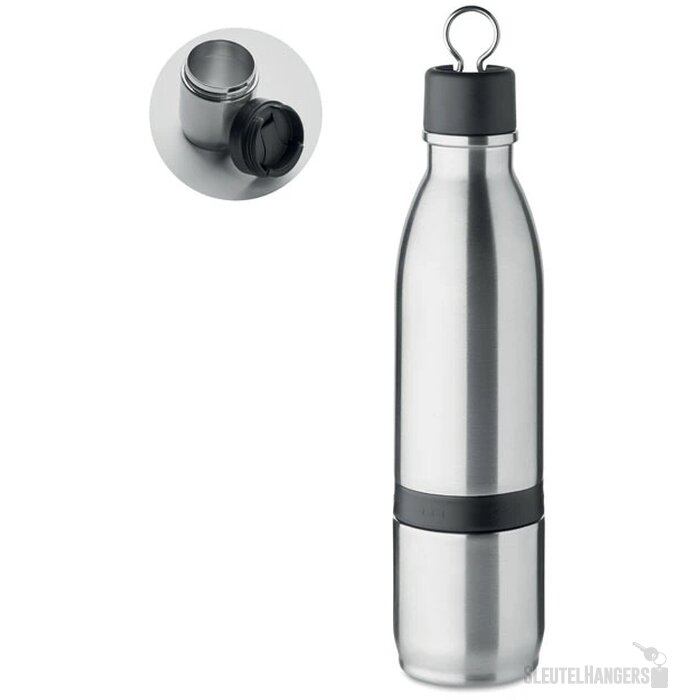 Dubbelwandige thermosfles 2-in-1 (500 ml) Zilver