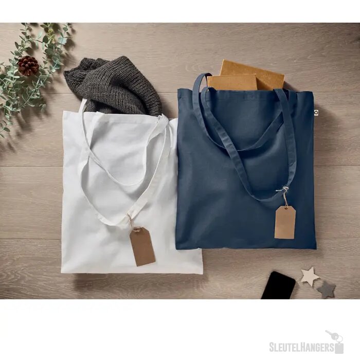Katoenen boodschappentas Cottonel colour + donker marineblauw