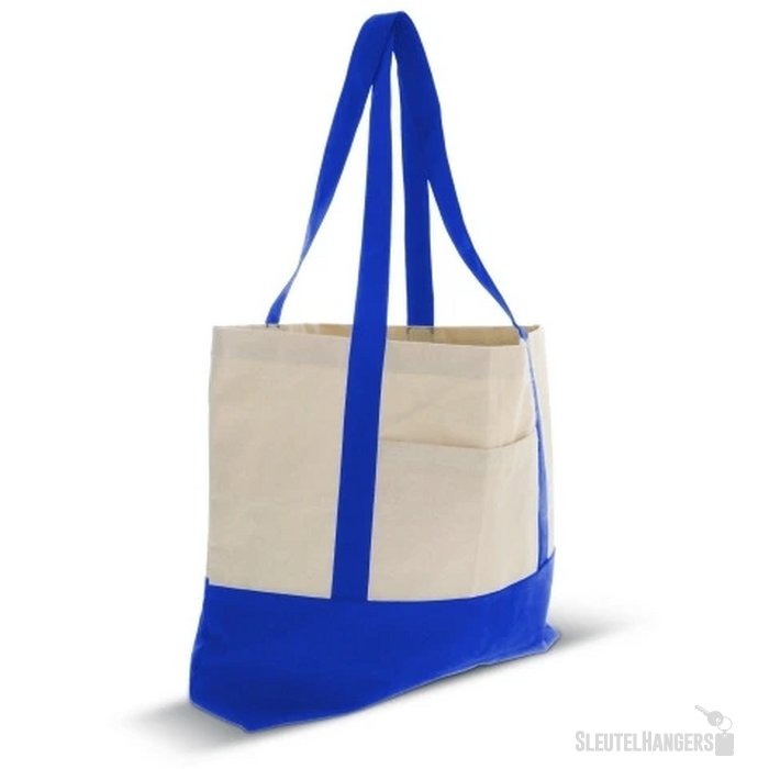 Strandtas katoenen canvas OEKO-TEX® 280g/m² 42x10x30cm blauw
