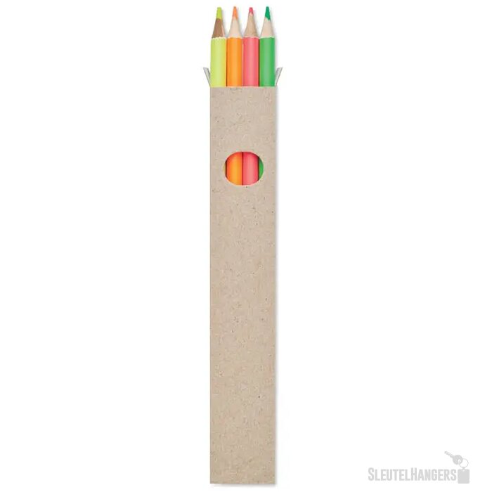 4 markeerpotloden in doosje Bowy multicolour