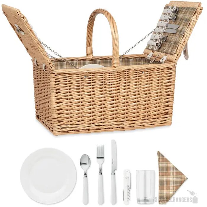 4-persoons rotan picknickmand Mimbre plus hout